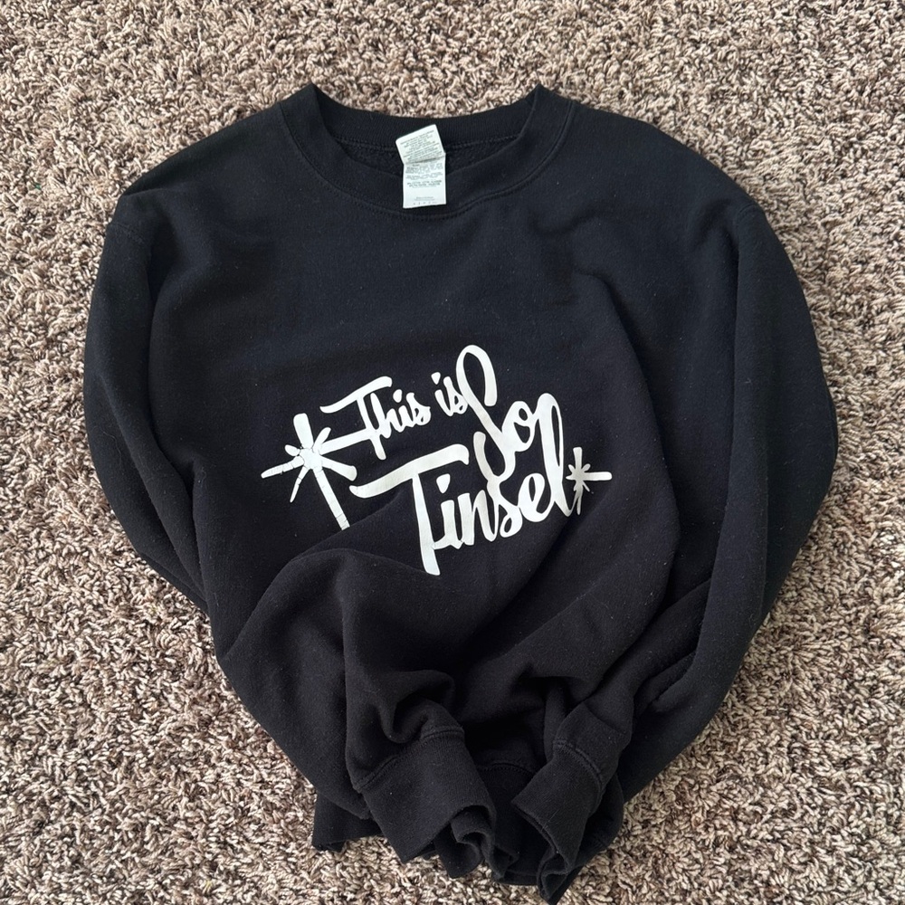 Gildan Black 'This is Tinsel' Men's Crewneck Sweater